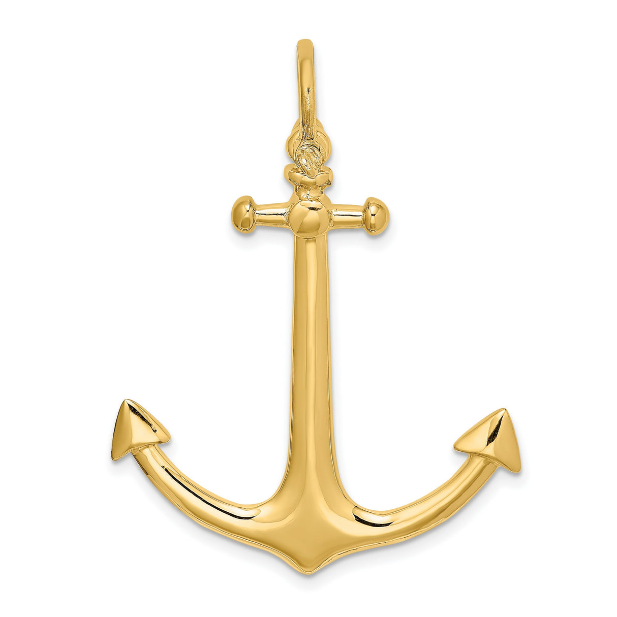 14k Yellow Gold Anchor Pendant, Nautical Christian Maritime Symbol for Men or Women