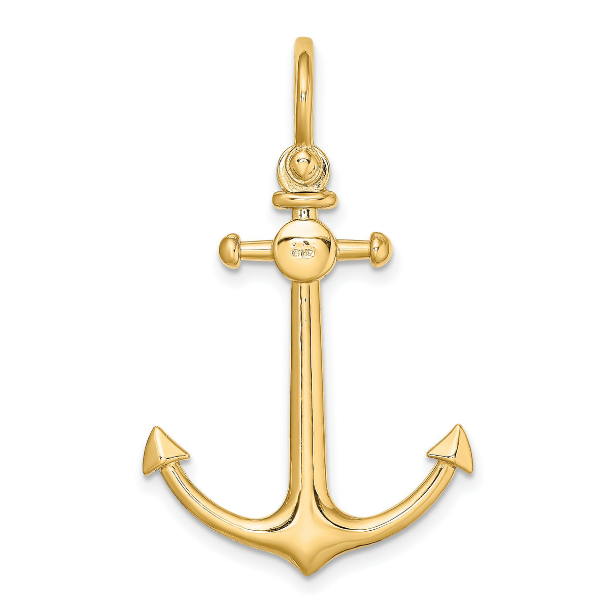 14k Yellow Gold Anchor Pendant, Nautical Maritime Symbol of Hope, Faith, and Strength, Unisex Charm
