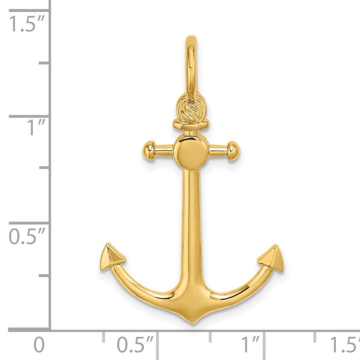 14k Yellow Gold Anchor Pendant, Nautical Maritime Symbol of Hope, Faith, and Strength, Unisex Charm
