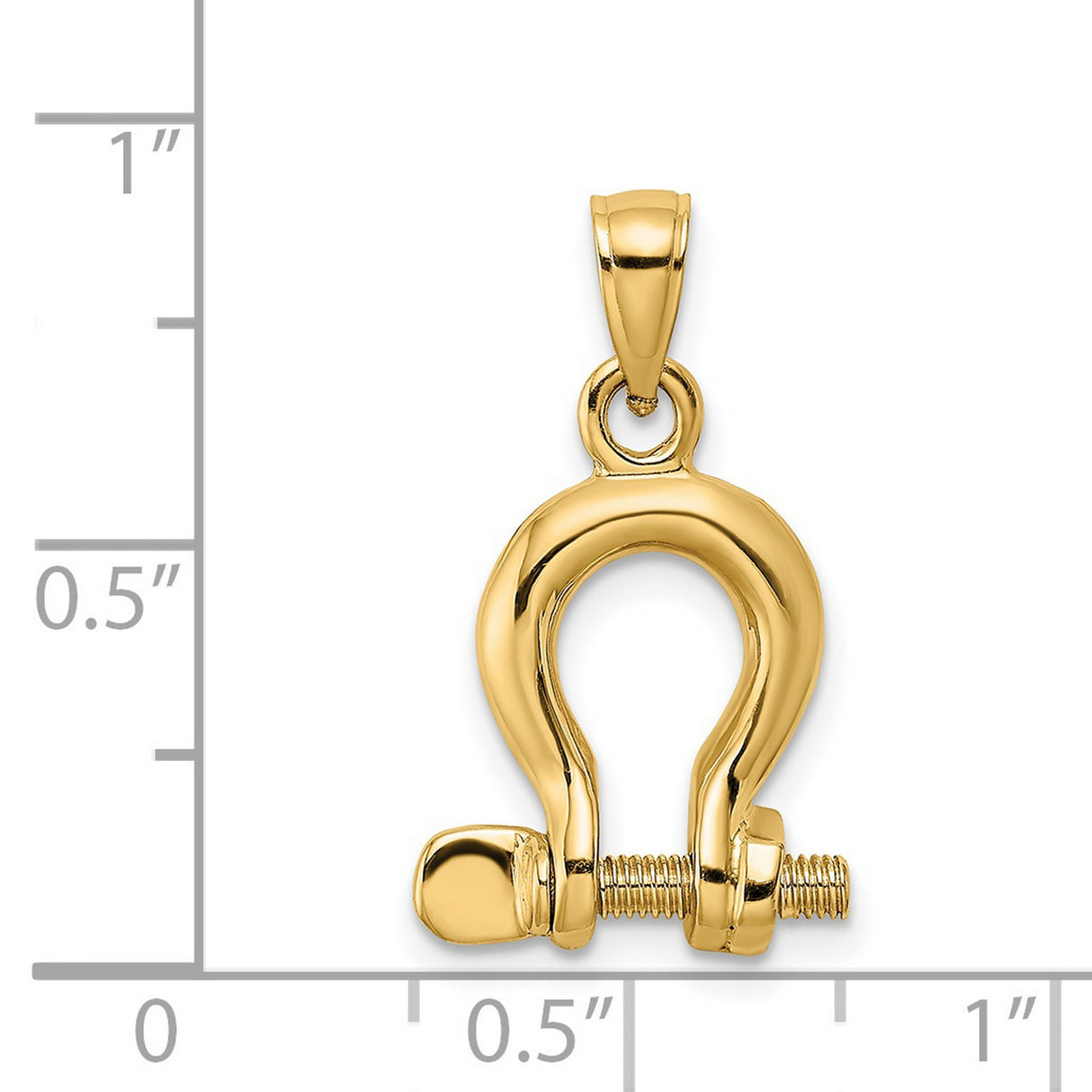 14k Yellow Gold Shackle Pendant, Nautical U-Shape Design with Screw Pin, Symbol of Strength
