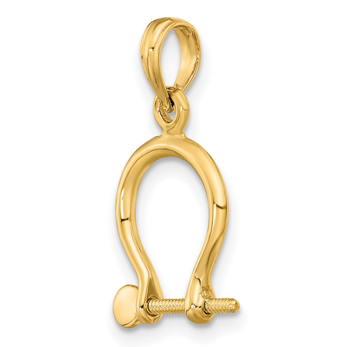 14k Yellow Gold Shackle Pendant, Nautical Bow Shackle Design, Unisex Maritime Charm