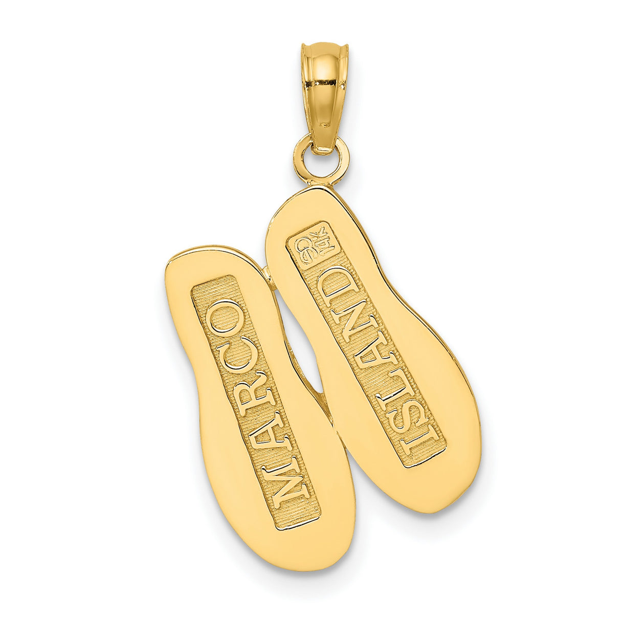 14k Yellow Gold Flip Flop Pendant with Detailed Sandal Design, Beach and Ocean Theme