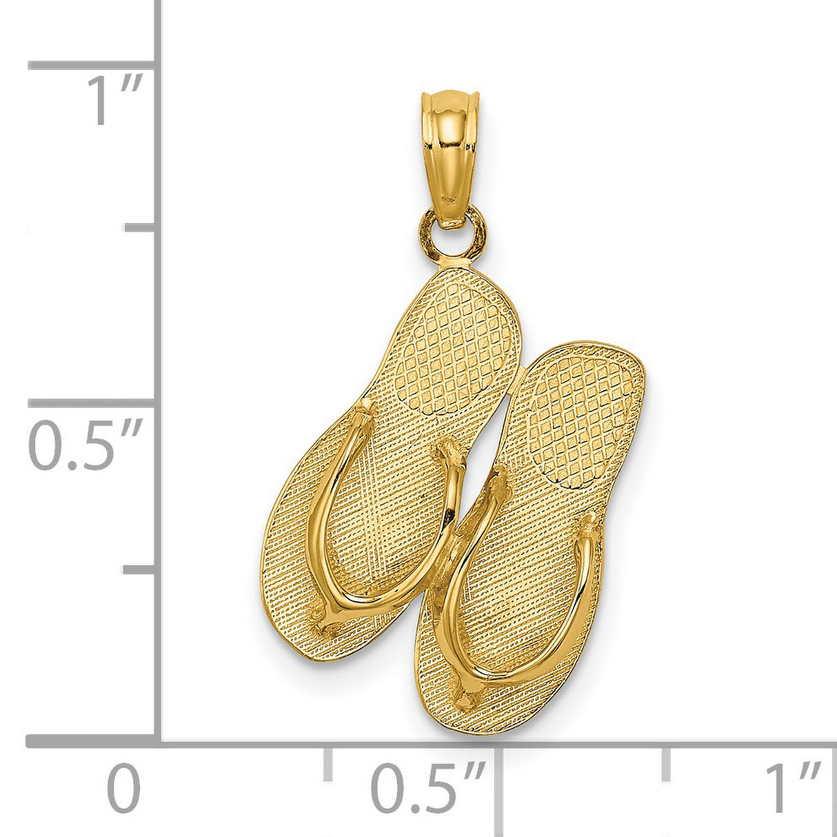 14k Yellow Gold Flip Flop Pendant with Detailed Sandal Design, Beach and Ocean Theme