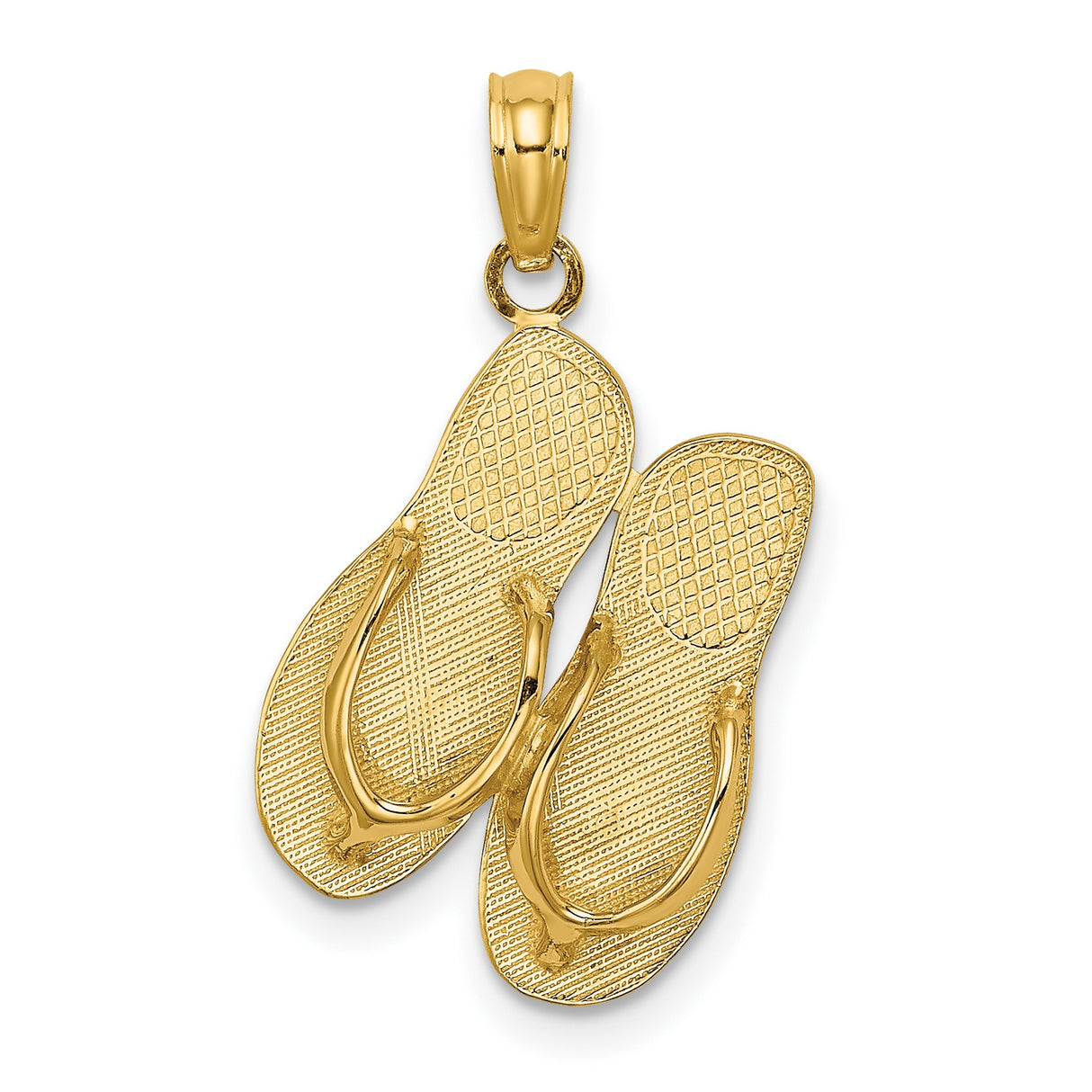 14k Yellow Gold Flip Flop Pendant with Detailed Sandal Design, Beach and Ocean Theme