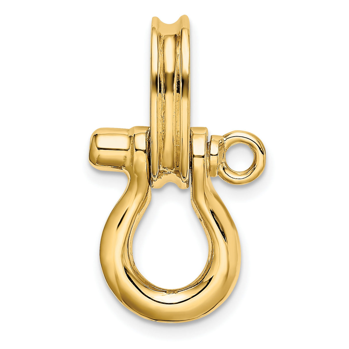 14k Yellow Gold Shackle Pendant, Polished U-Bolt Design, Nautical and Industrial Style for Men
