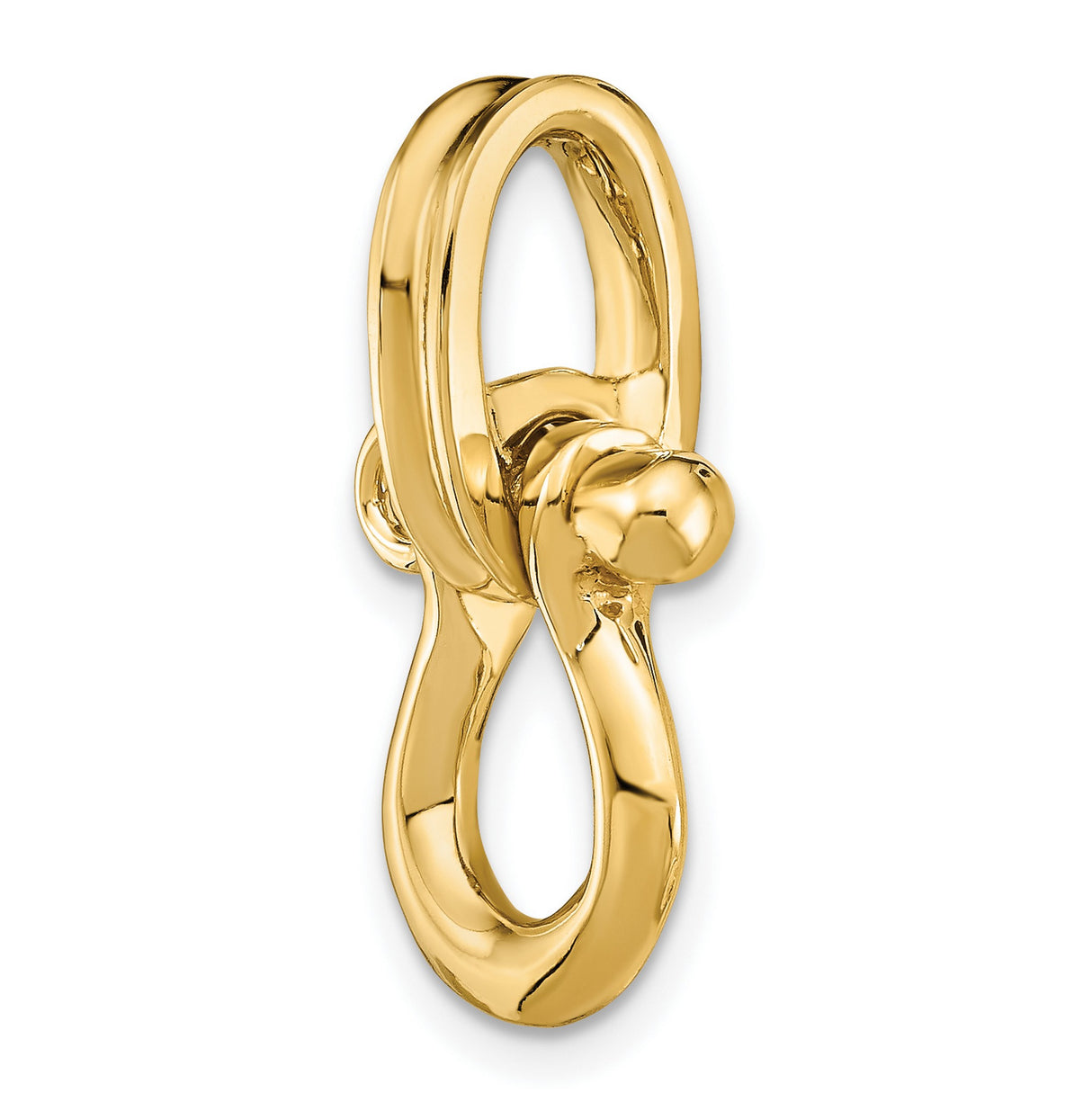 14k Yellow Gold Shackle Pendant, Polished U-Bolt Design, Nautical and Industrial Style for Men