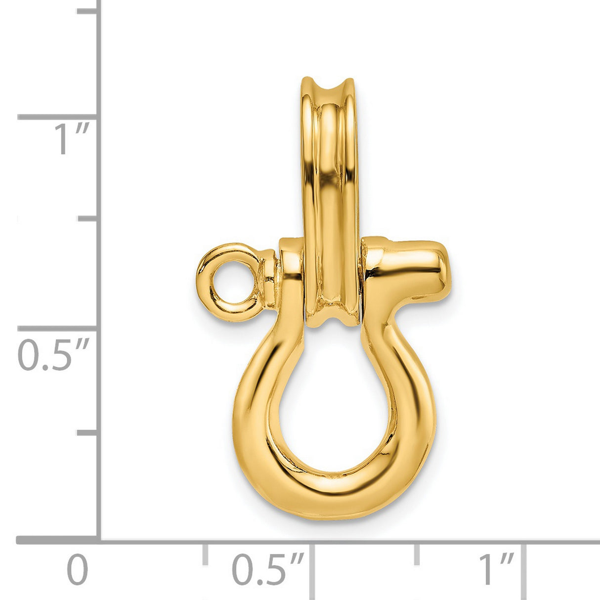 14k Yellow Gold Shackle Pendant, Polished U-Bolt Design, Nautical and Industrial Style for Men