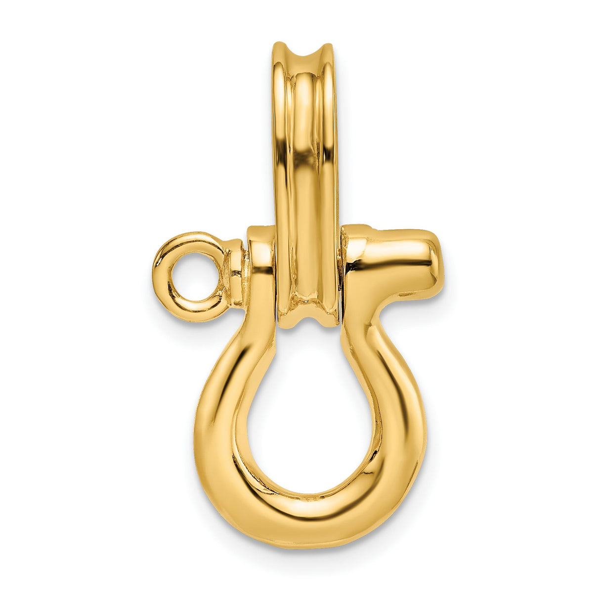 14k Yellow Gold Shackle Pendant, Polished U-Bolt Design, Nautical and Industrial Style for Men