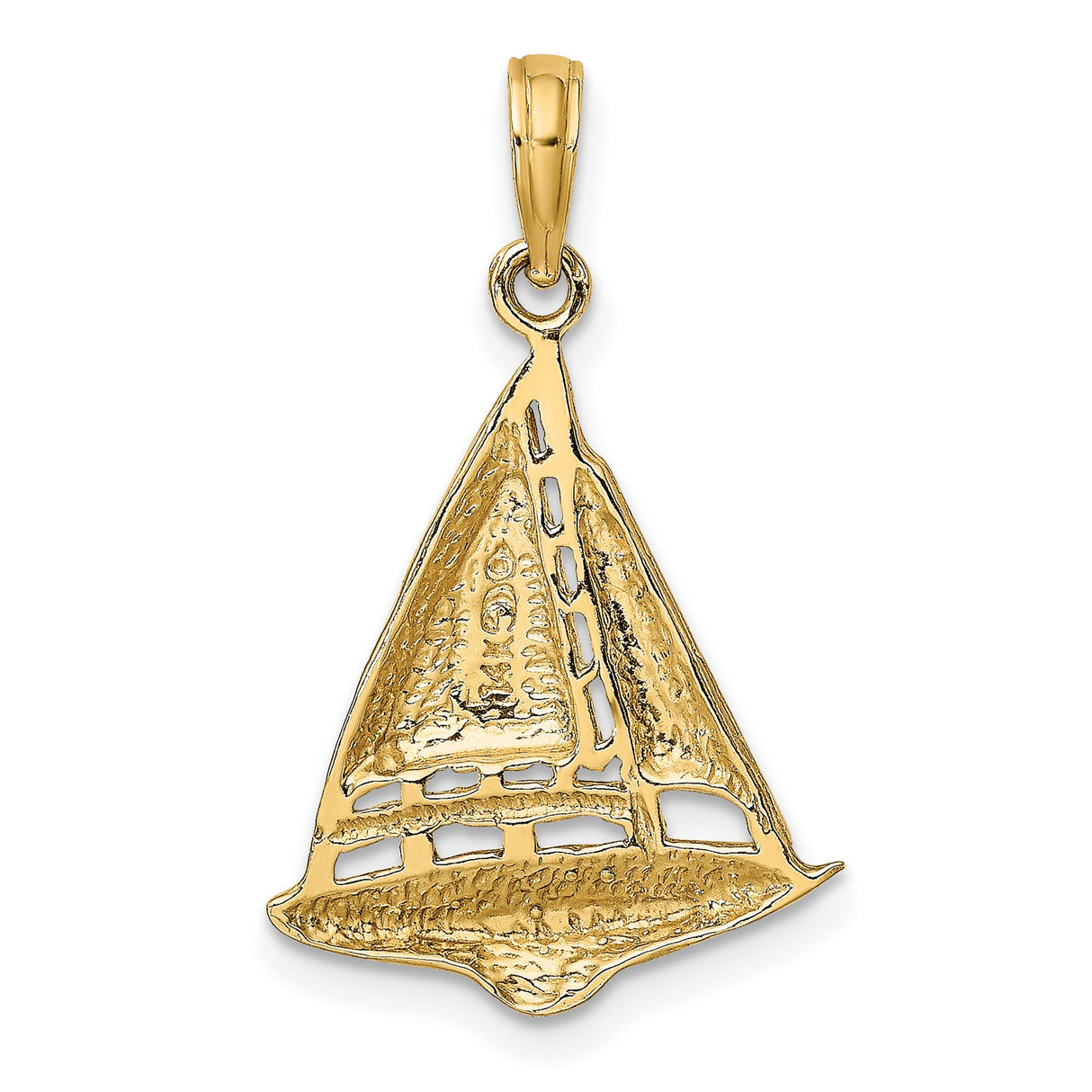 14k Yellow Gold Sailboat Pendant, Open Nautical Design Symbolizing Freedom and Adventure