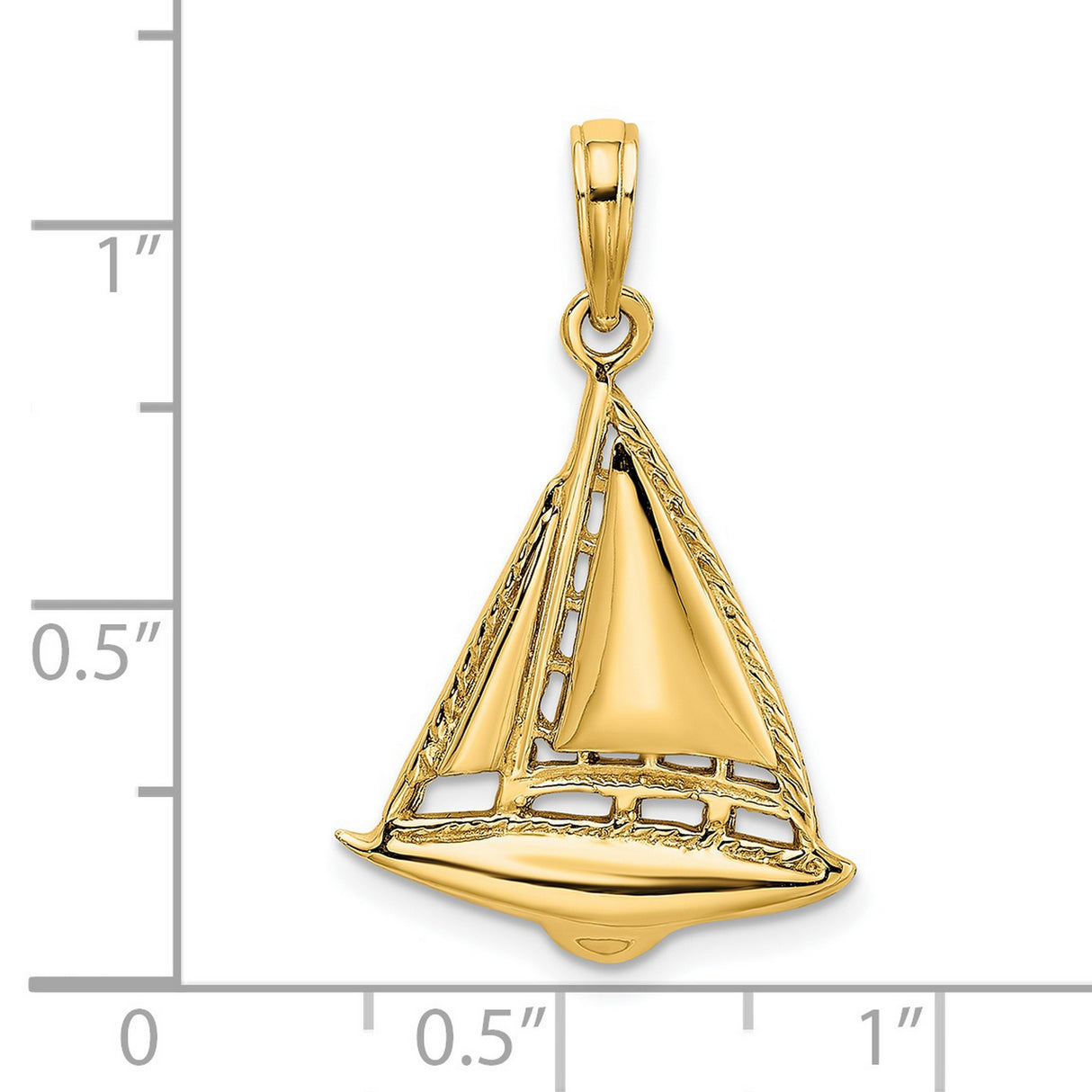 14k Yellow Gold Sailboat Pendant, Open Nautical Design Symbolizing Freedom and Adventure