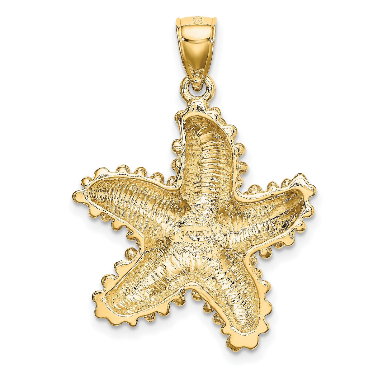 14k Yellow Gold Starfish Pendant with Textured Beaded Design, Nautical Coastal Theme