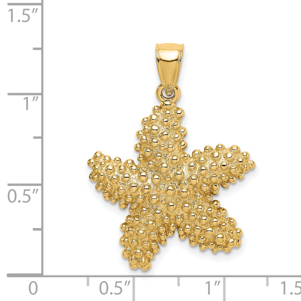 14k Yellow Gold Starfish Pendant with Textured Beaded Design, Nautical Coastal Theme