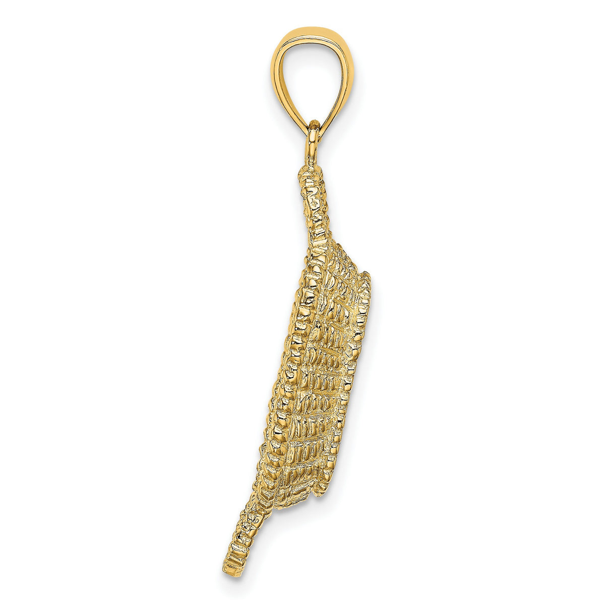 14k Yellow Gold Offering Plate Pendant with Woven Basket Texture, Religious Charm