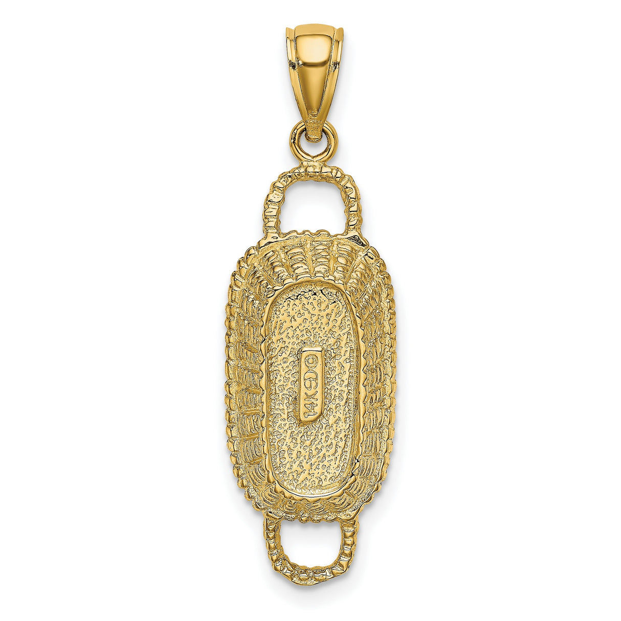 14k Yellow Gold Offering Plate Pendant with Woven Basket Texture, Religious Charm