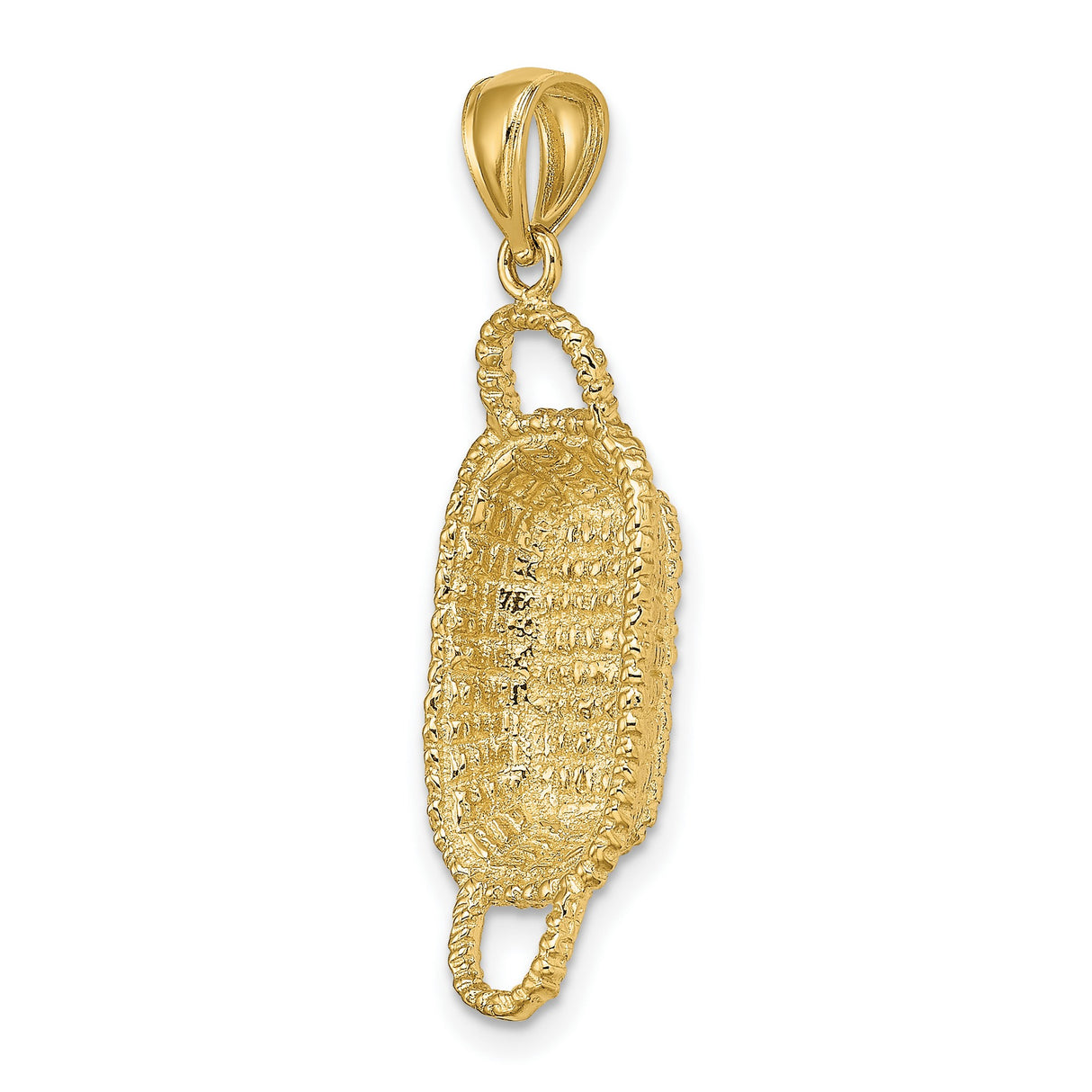 14k Yellow Gold Offering Plate Pendant with Woven Basket Texture, Religious Charm