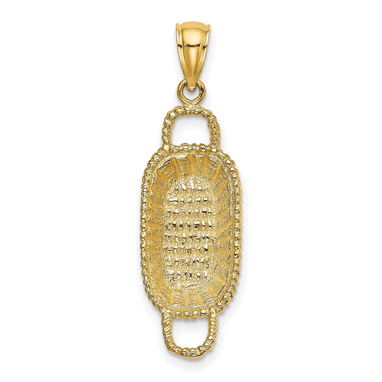 14k Yellow Gold Offering Plate Pendant with Woven Basket Texture, Religious Charm