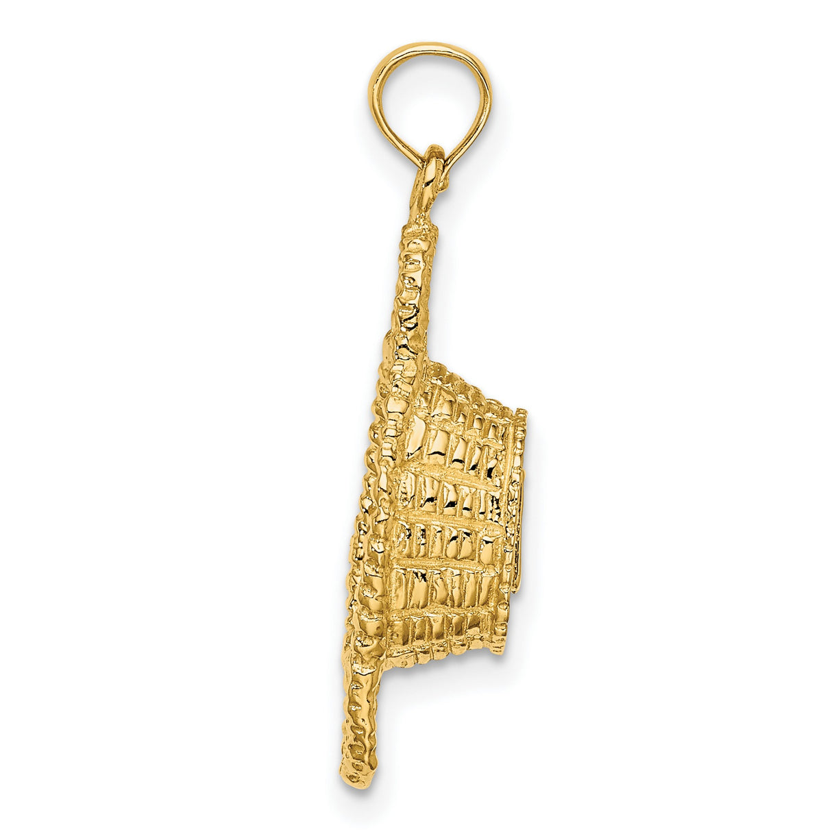 14k Yellow Gold Oval Pendant with Textured Edge and Hebrew Script