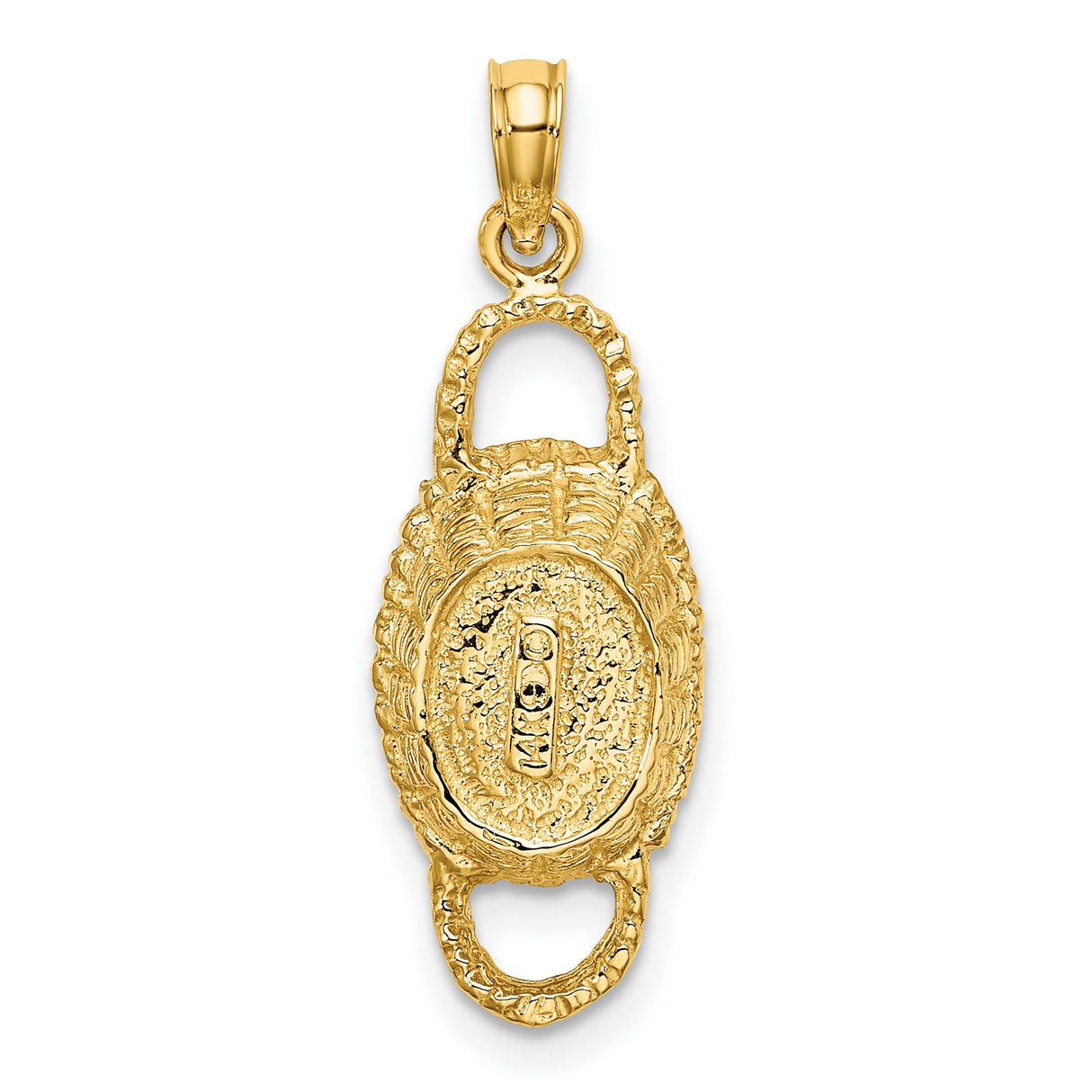14k Yellow Gold Oval Pendant with Textured Edge and Hebrew Script