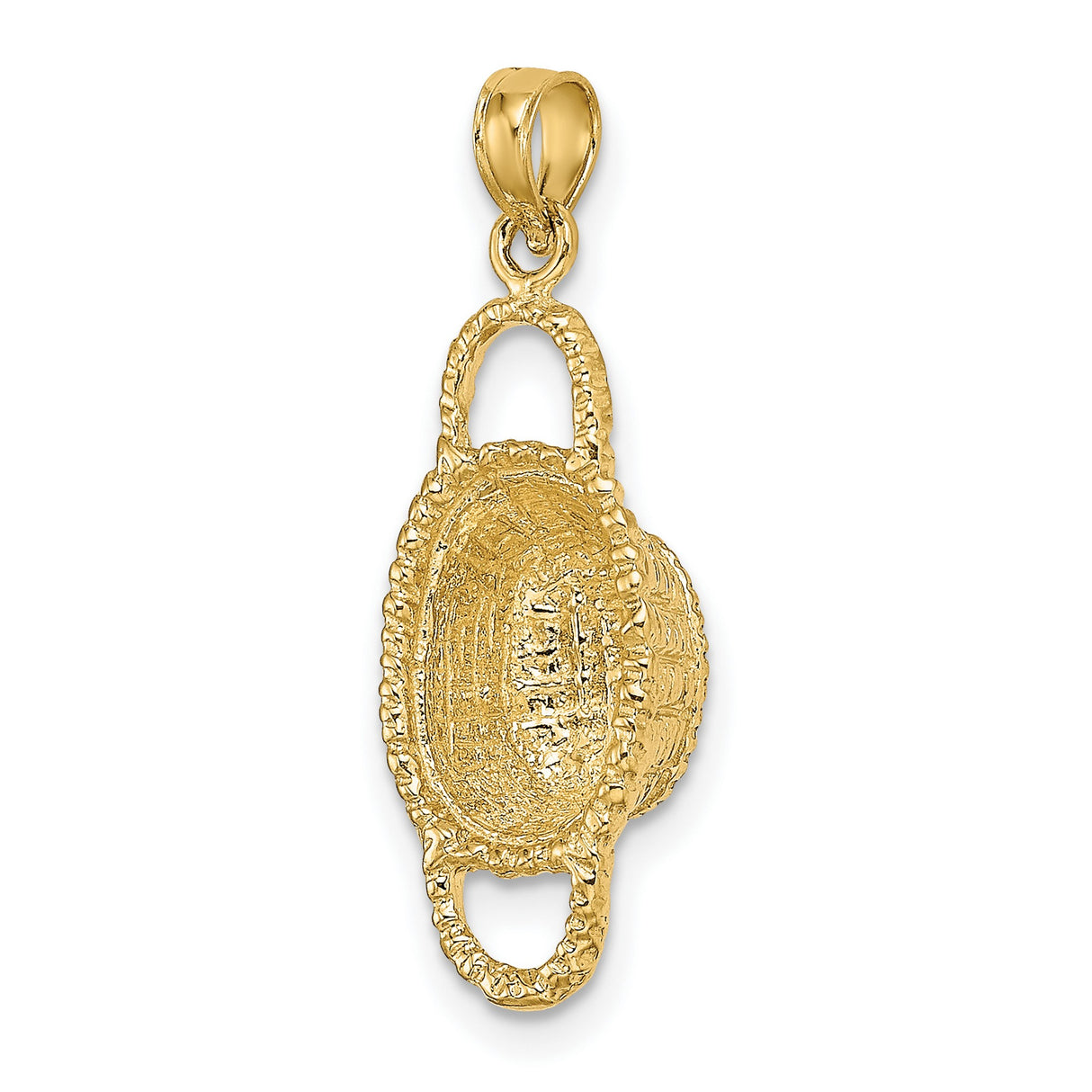 14k Yellow Gold Oval Pendant with Textured Edge and Hebrew Script