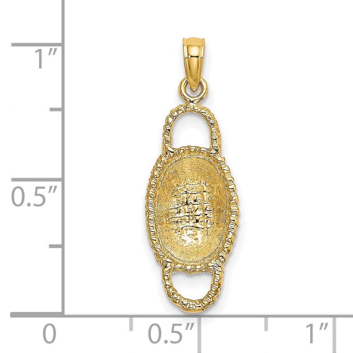 14k Yellow Gold Oval Pendant with Textured Edge and Hebrew Script