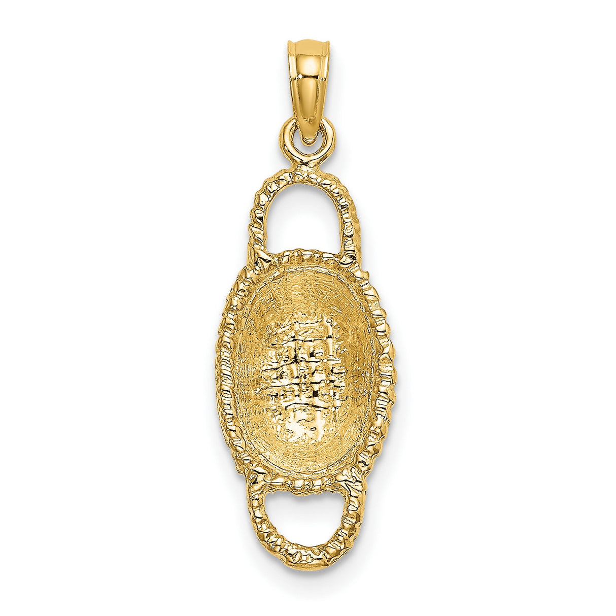 14k Yellow Gold Oval Pendant with Textured Edge and Hebrew Script