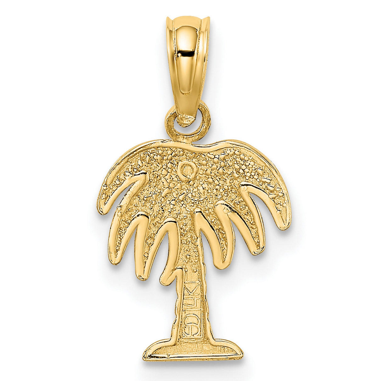 14k Yellow Gold Palm Tree Pendant Charm, Tropical Beach Vacation Style