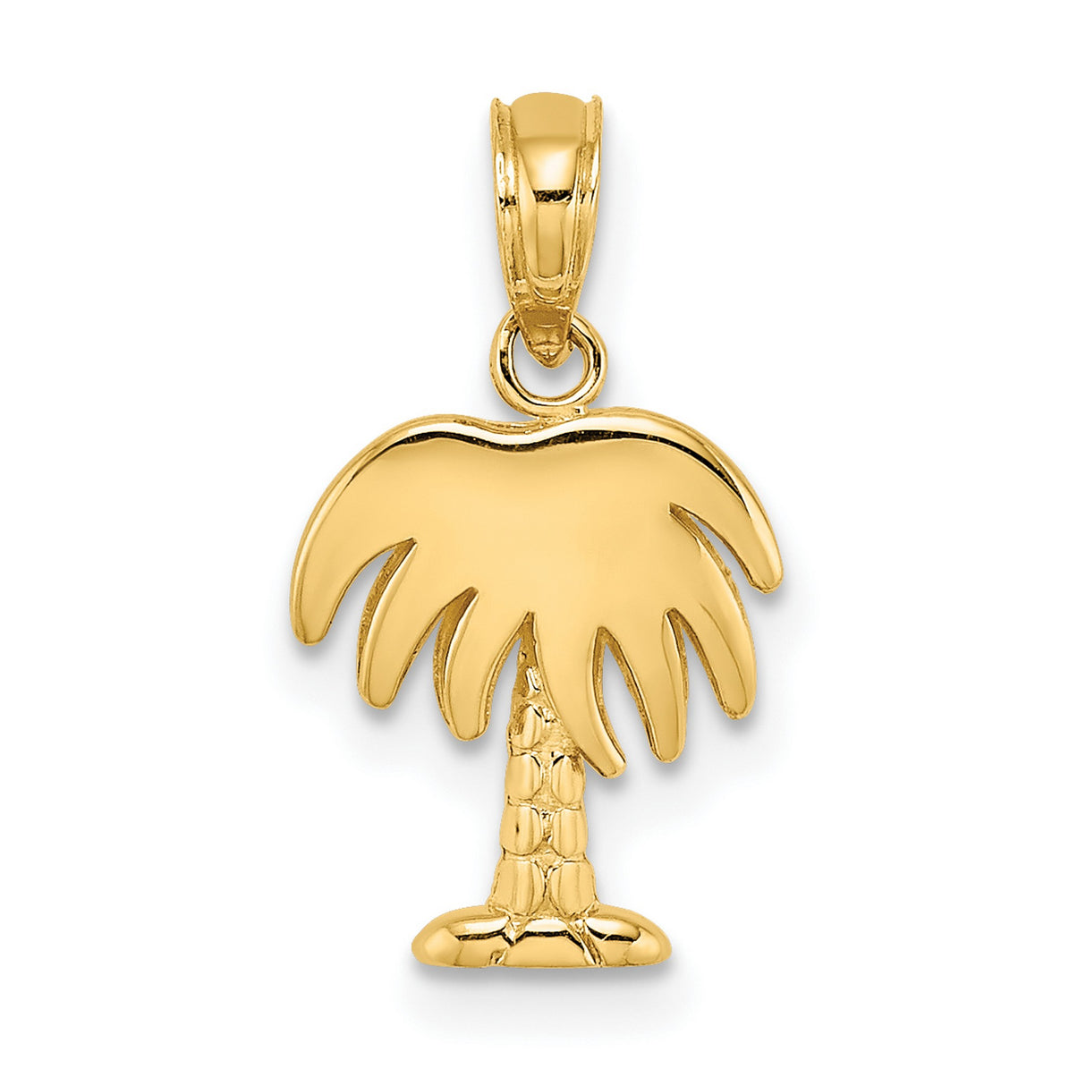 14k Yellow Gold Palm Tree Pendant Charm, Tropical Beach Vacation Style