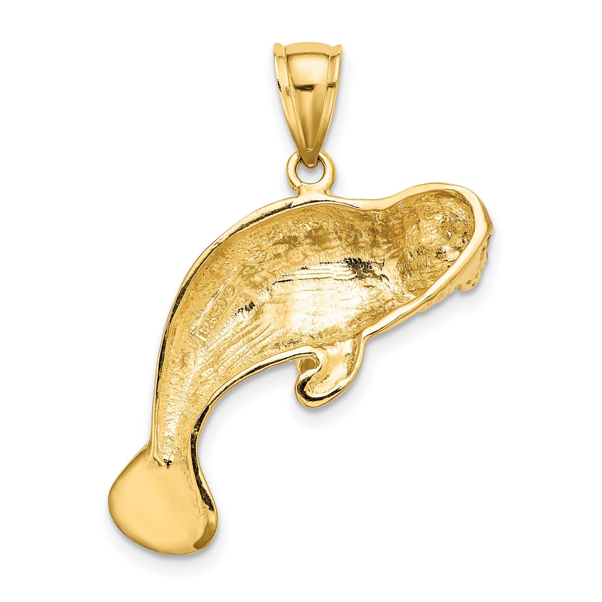 14k Yellow Gold Manatee Pendant, Detailed Marine Life Charm, Nautical Ocean Theme