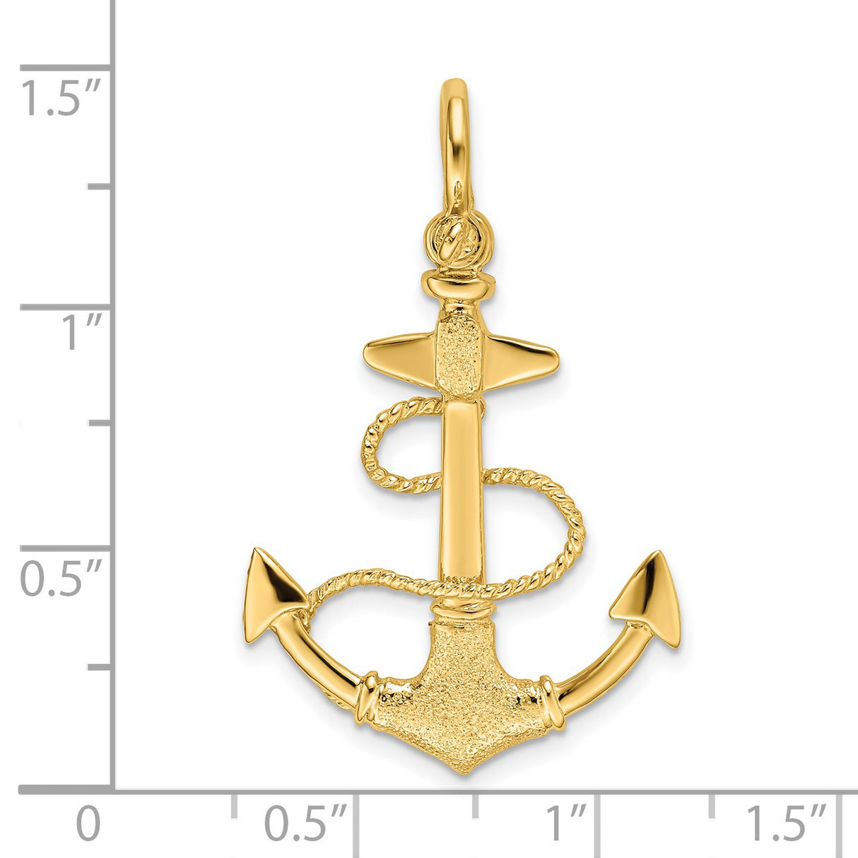 14k Yellow Gold Anchor Pendant with Rope Detail, Nautical Symbol of Faith and Strength