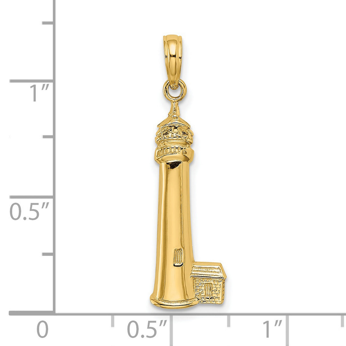 14k Yellow Gold Lighthouse Pendant, Nautical Charm Symbolizing Guidance and Protection