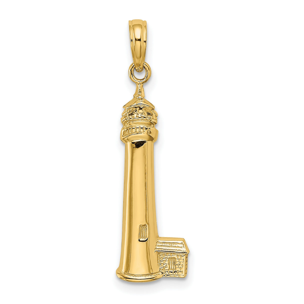 14k Yellow Gold Lighthouse Pendant, Nautical Charm Symbolizing Guidance and Protection
