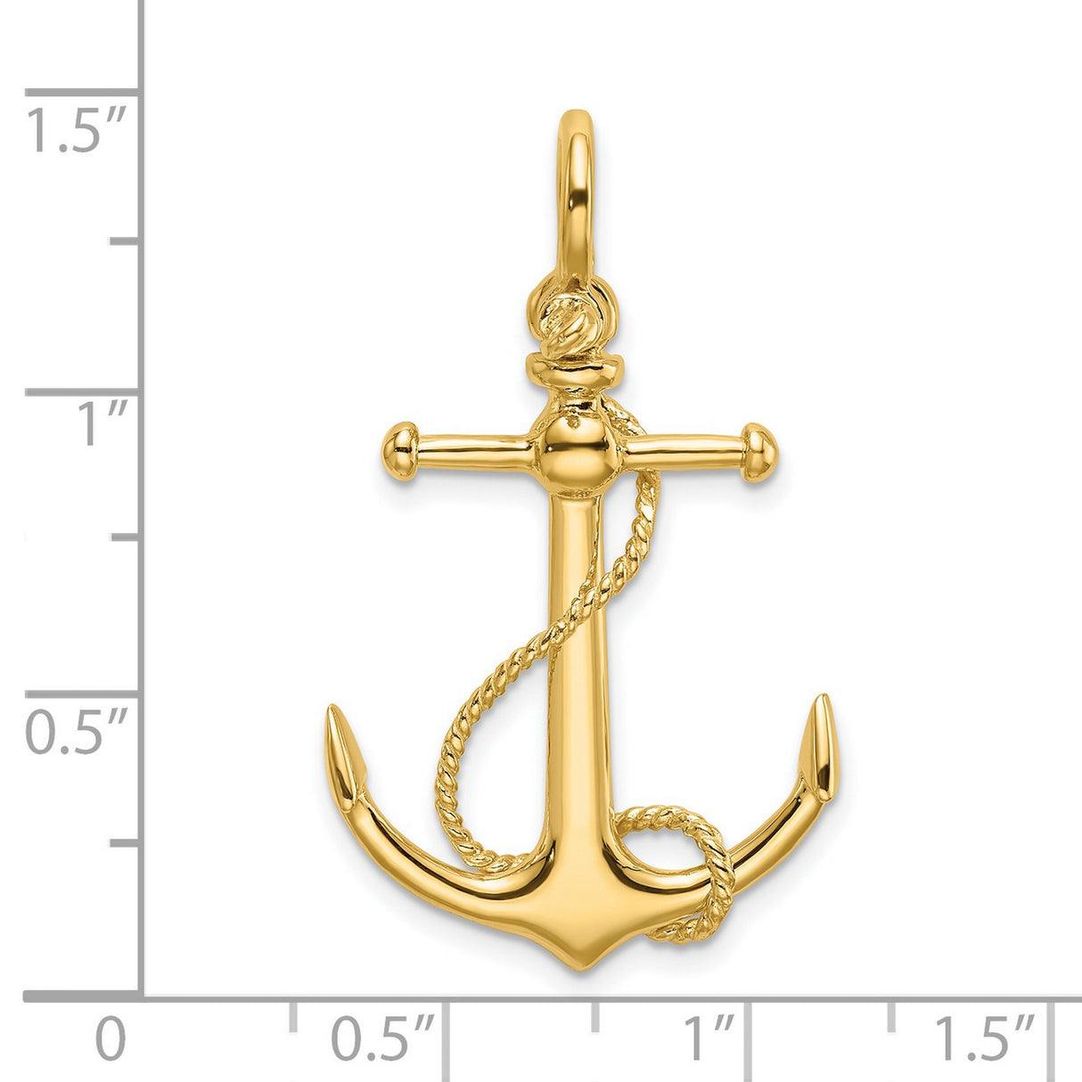 14k Yellow Gold Anchor Pendant with Rope Design, Nautical Christian Symbol for Men or Women