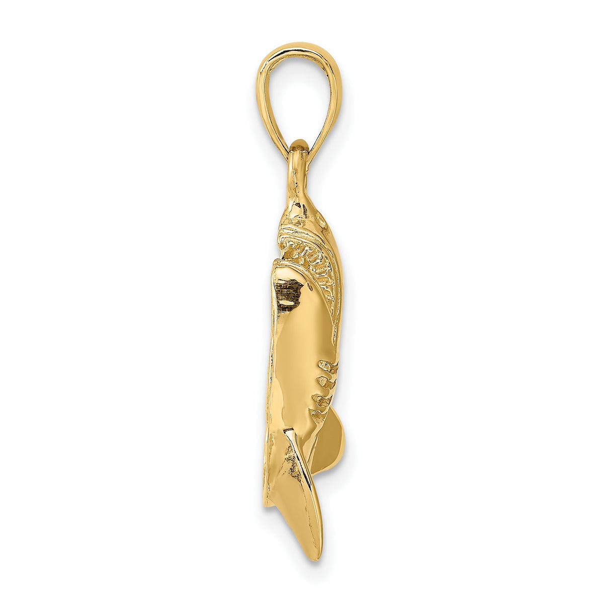 14k Yellow Gold Shark Pendant, Great White Shark Design, Nautical Ocean Style for Men