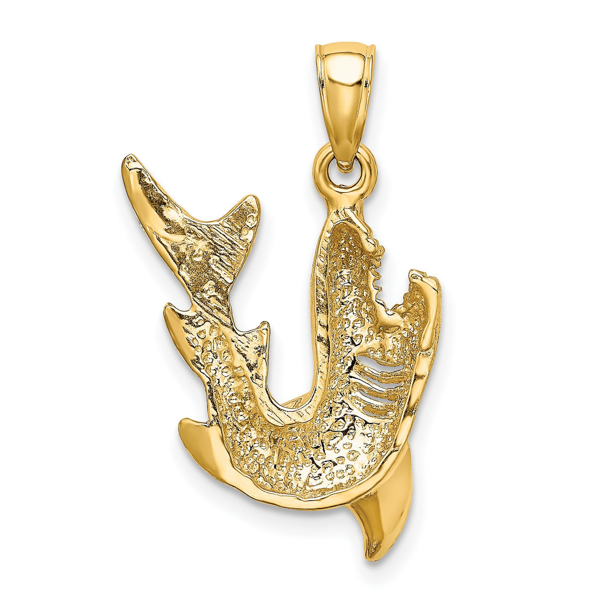 14k Yellow Gold Shark Pendant, Great White Shark Design, Nautical Ocean Style for Men