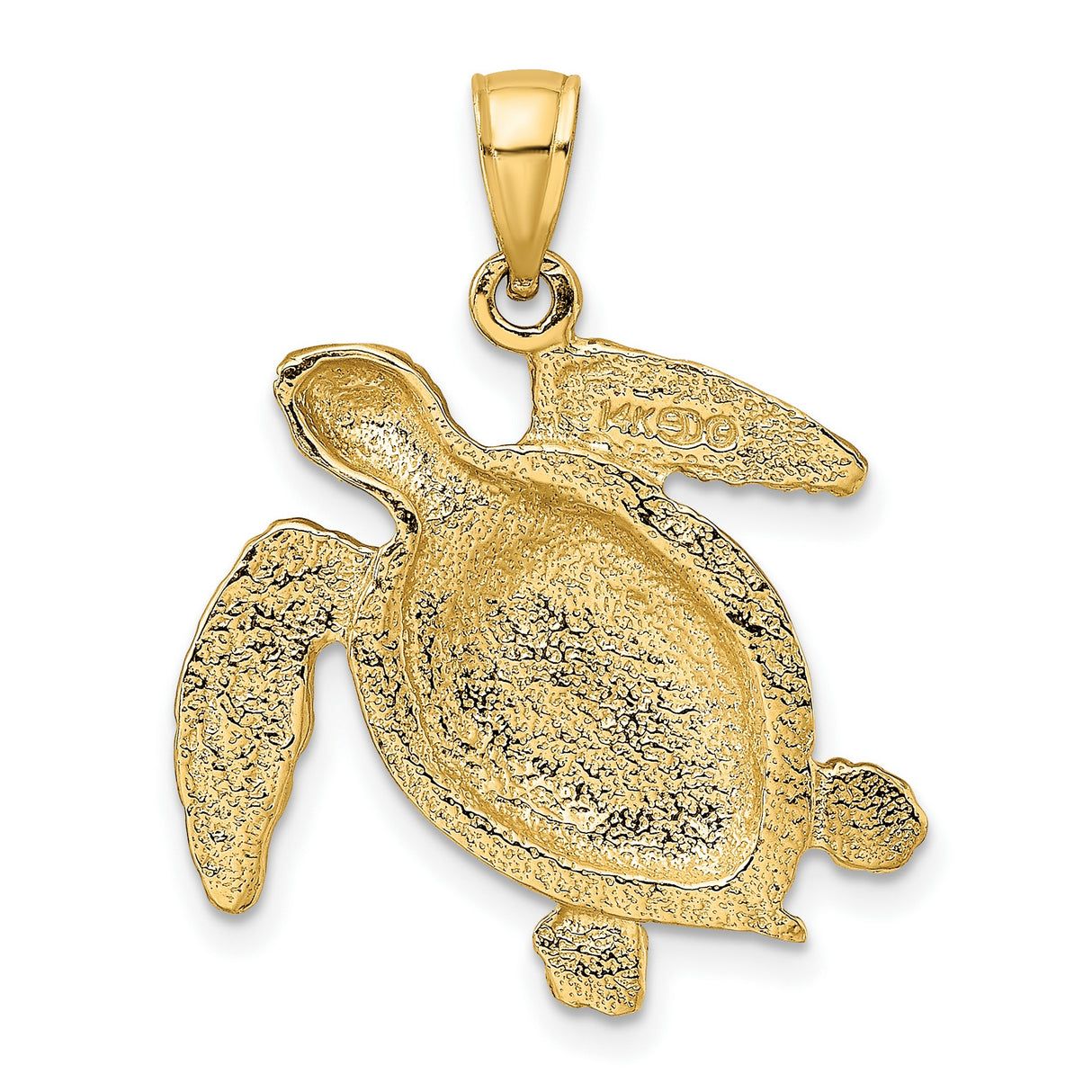 14k Yellow Gold Sea Turtle Pendant, Nautical Ocean Charm Symbolizing Longevity and Wisdom