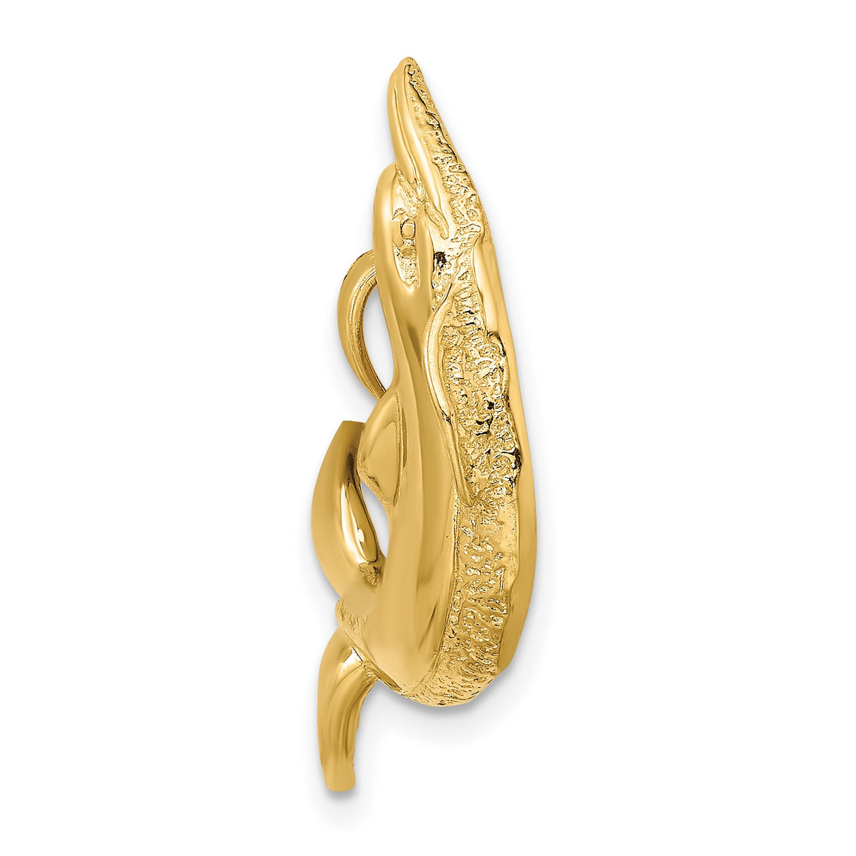 14k Yellow Gold Dolphin Pendant with Curved Dolphins, Ocean and Nautical Theme