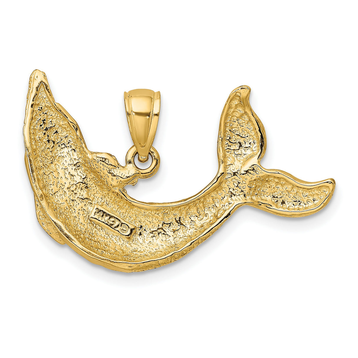 14k Yellow Gold Dolphin Pendant with Curved Dolphins, Ocean and Nautical Theme