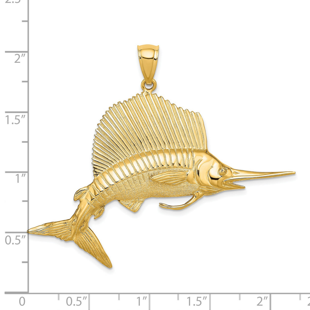 14k Yellow Gold Sailfish Pendant, Nautical Marine Life Jewelry for Men or Unisex