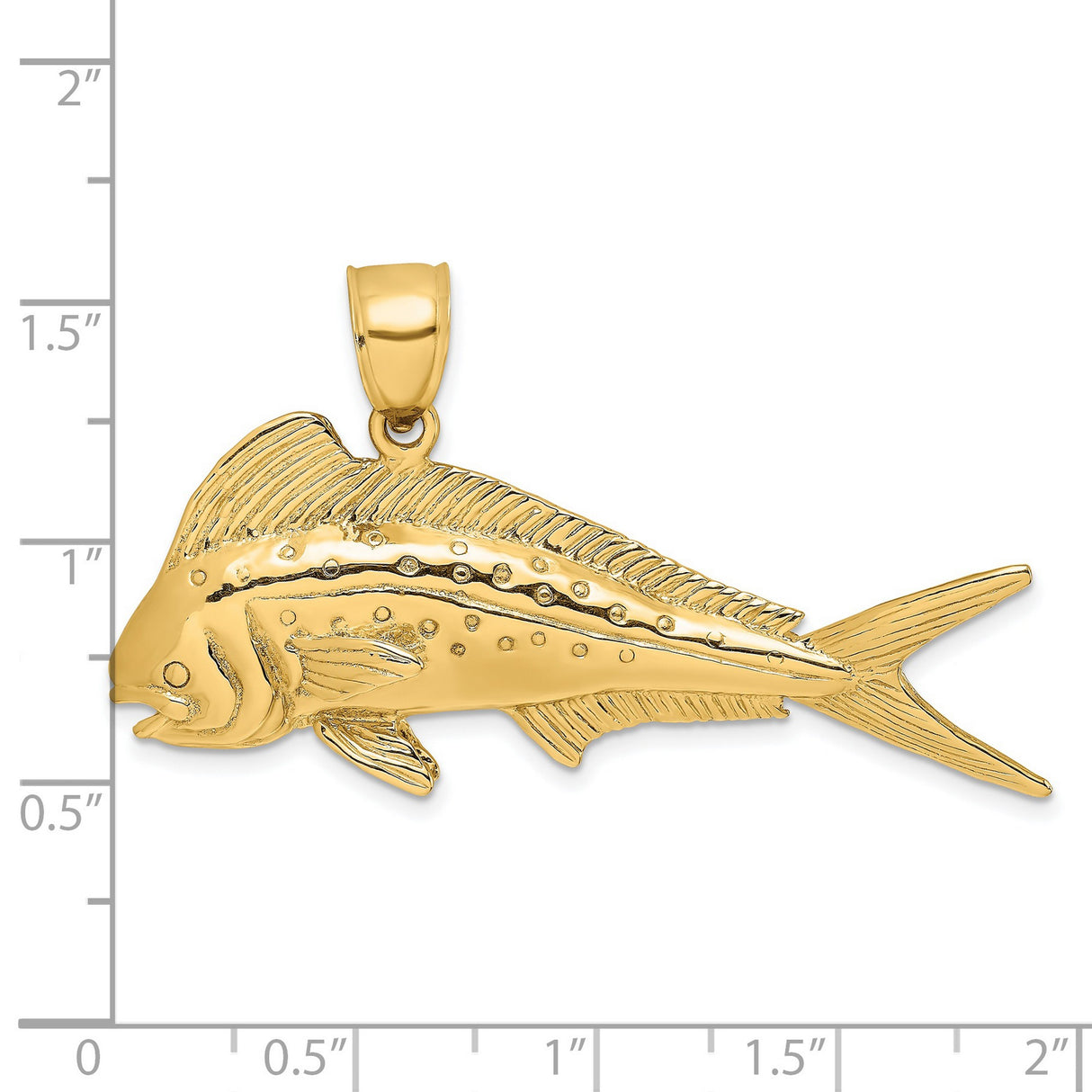 14k Yellow Gold Mahi Mahi Pendant, Nautical Marine Life Charm for Men or Unisex