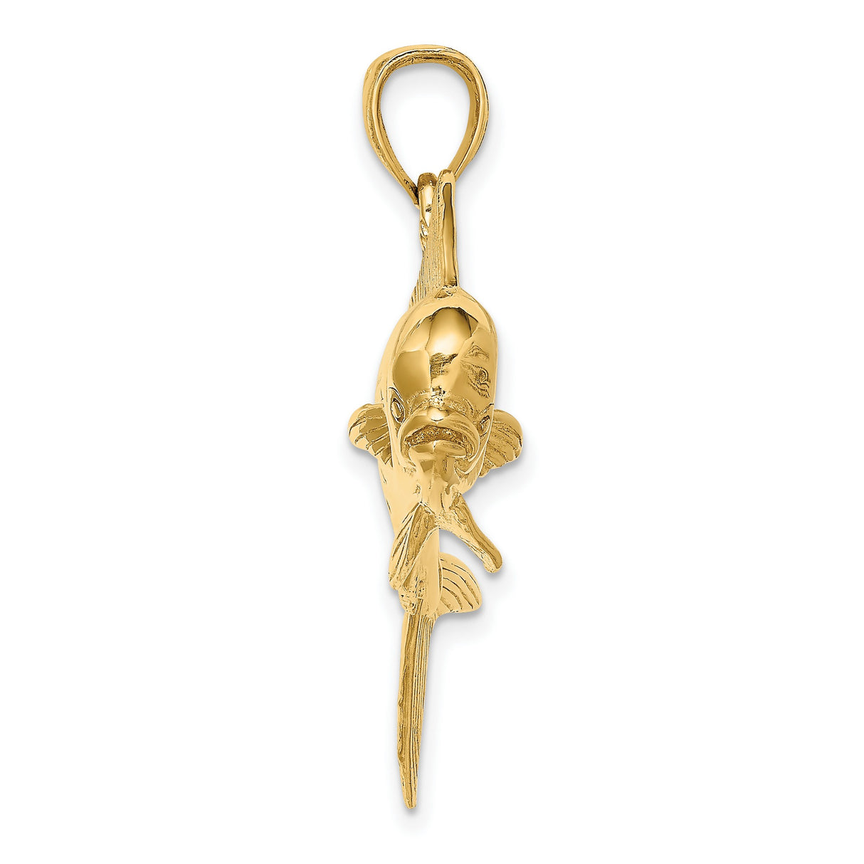 14k Yellow Gold Mahi Mahi Pendant, Dorado Fish Charm for Nautical and Ocean Style