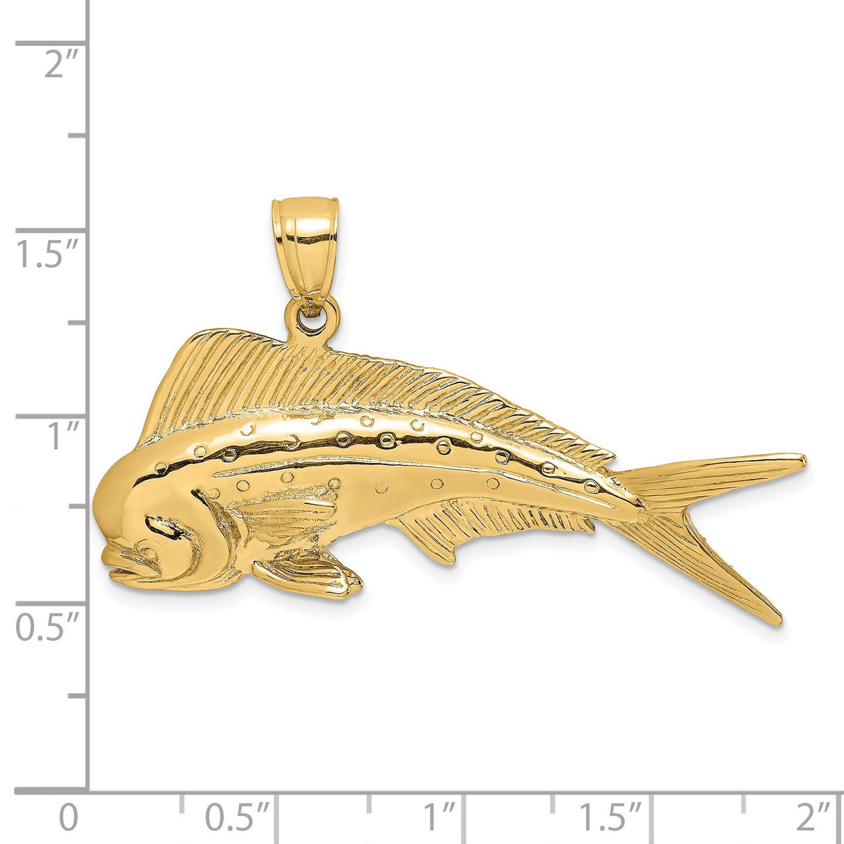 14k Yellow Gold Mahi Mahi Pendant, Dorado Fish Charm for Nautical and Ocean Style