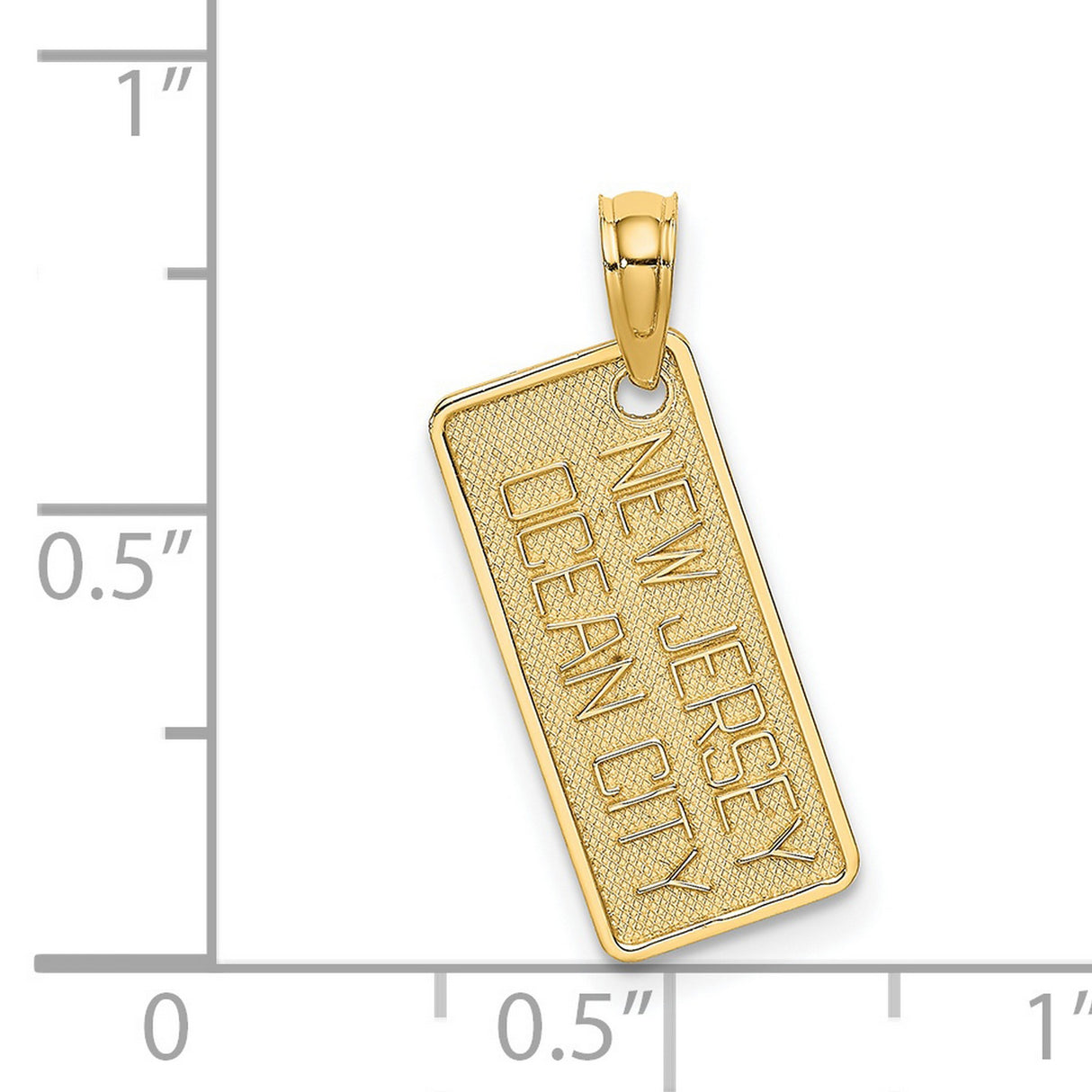 14k Yellow Gold Ocean City NJ Pendant, Rectangular New Jersey Charm, Coastal Travel Jewelry