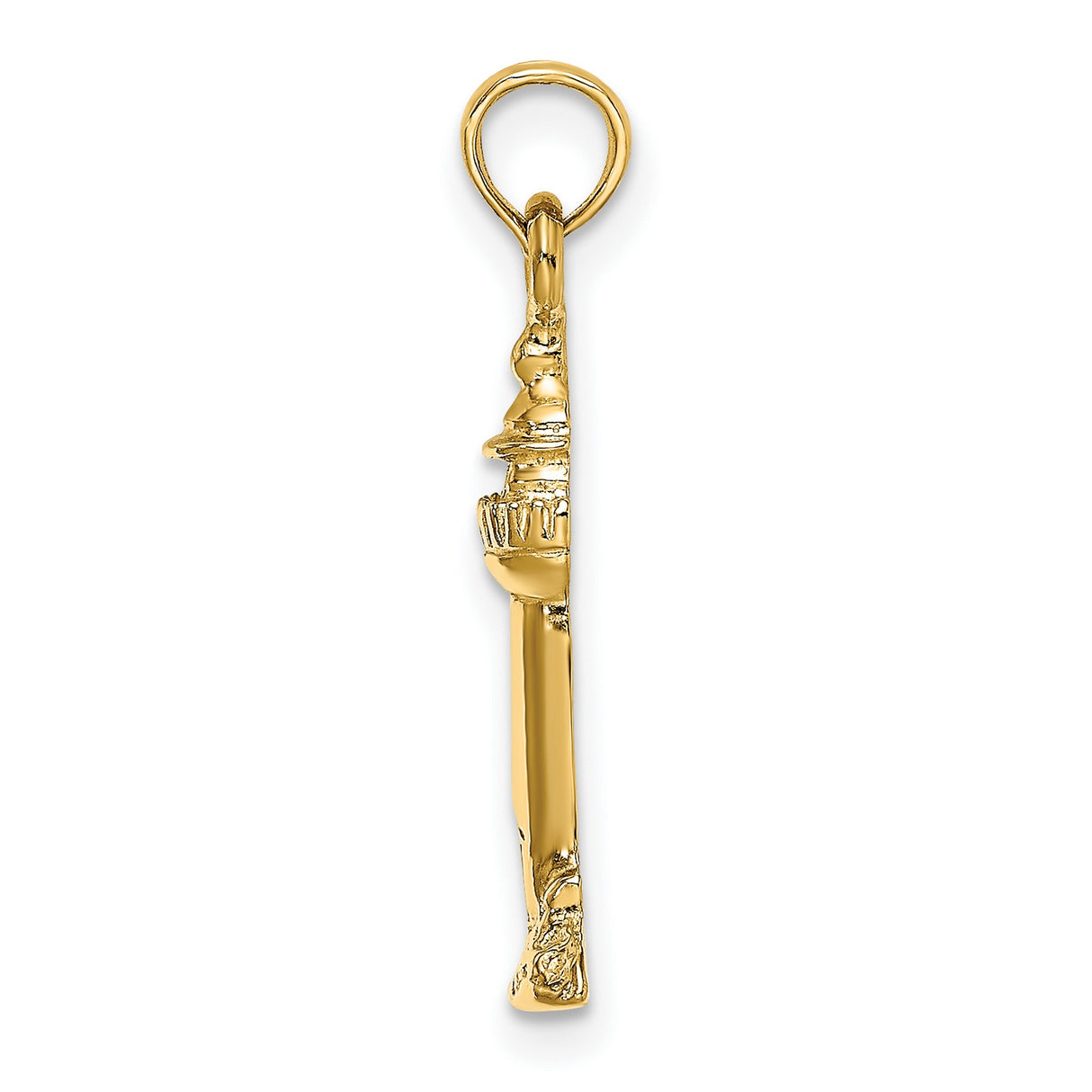 14k Yellow Gold Lighthouse Pendant, Coastal Nautical Charm Symbolizing Guidance and Strength