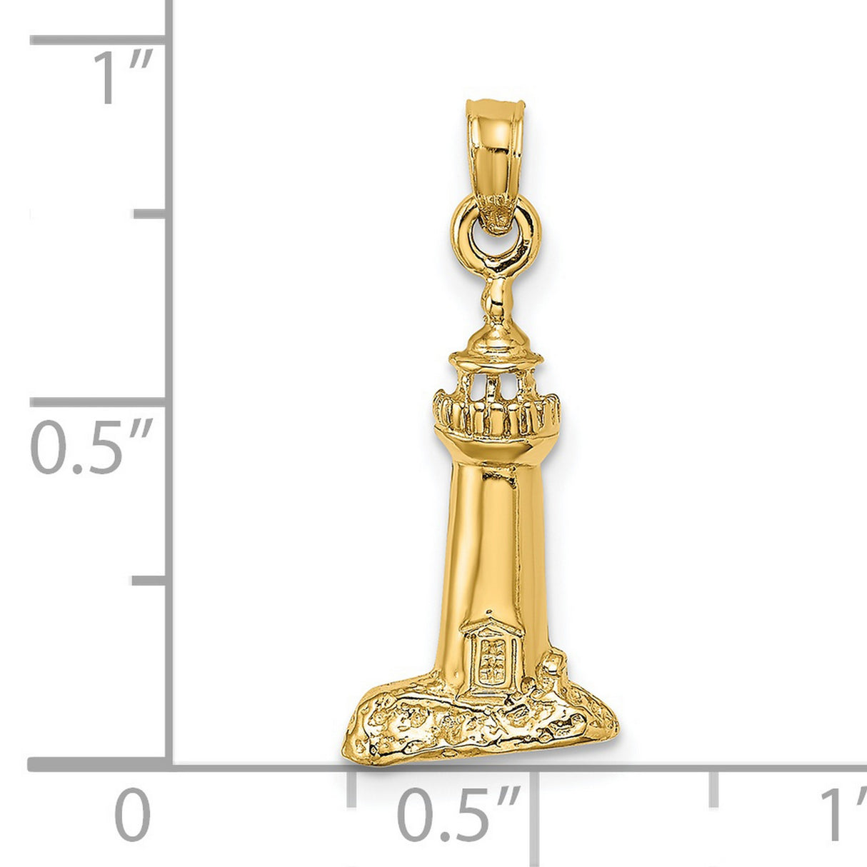 14k Yellow Gold Lighthouse Pendant, Coastal Nautical Charm Symbolizing Guidance and Strength