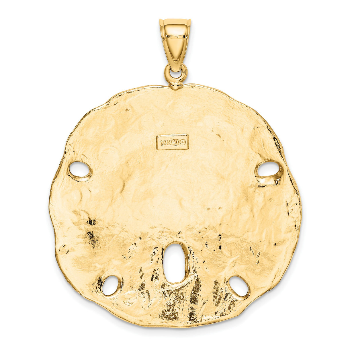 14k Yellow Gold Sand Dollar Pendant, Ocean-Inspired Beach Jewelry Charm for Women