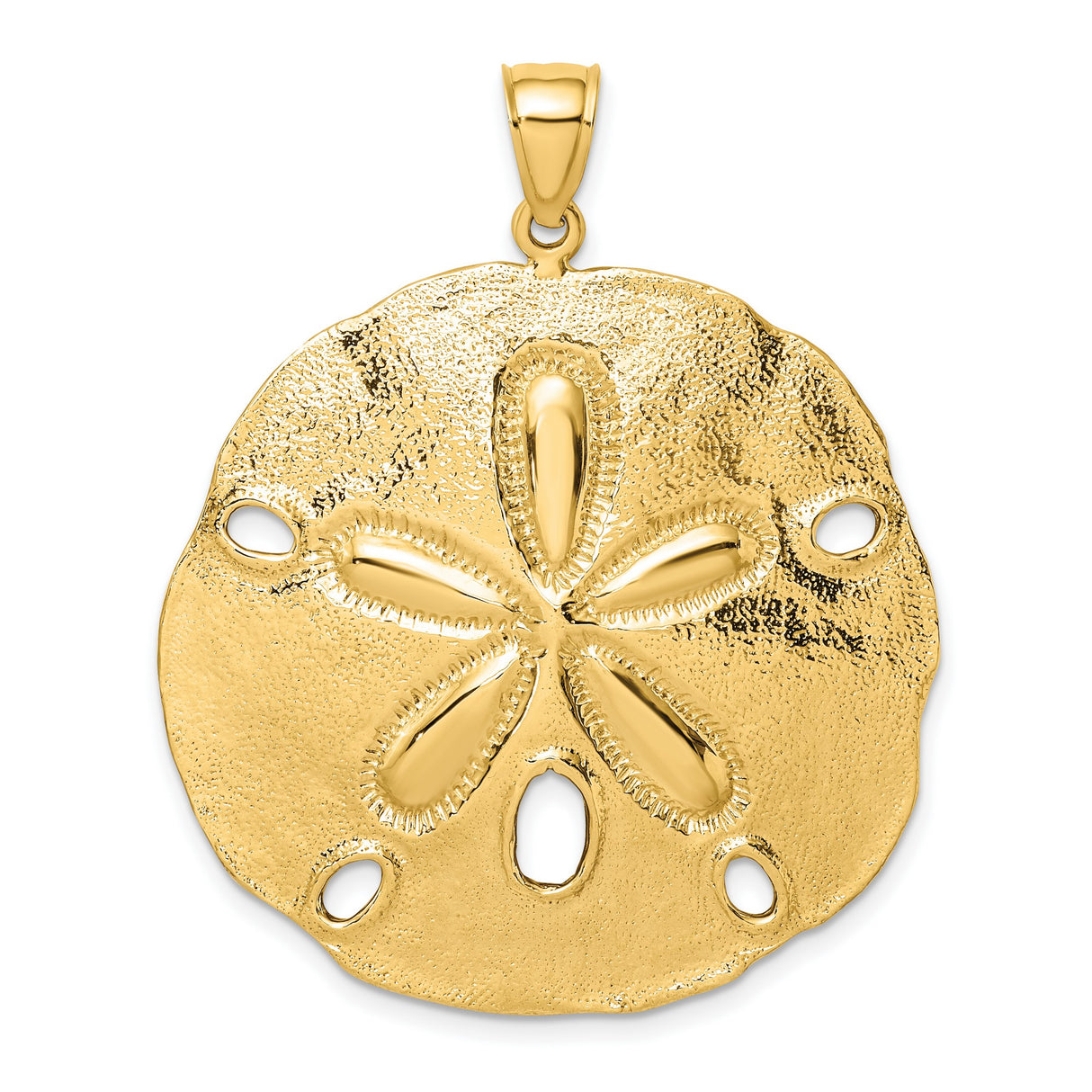 14k Yellow Gold Sand Dollar Pendant, Ocean-Inspired Beach Jewelry Charm for Women