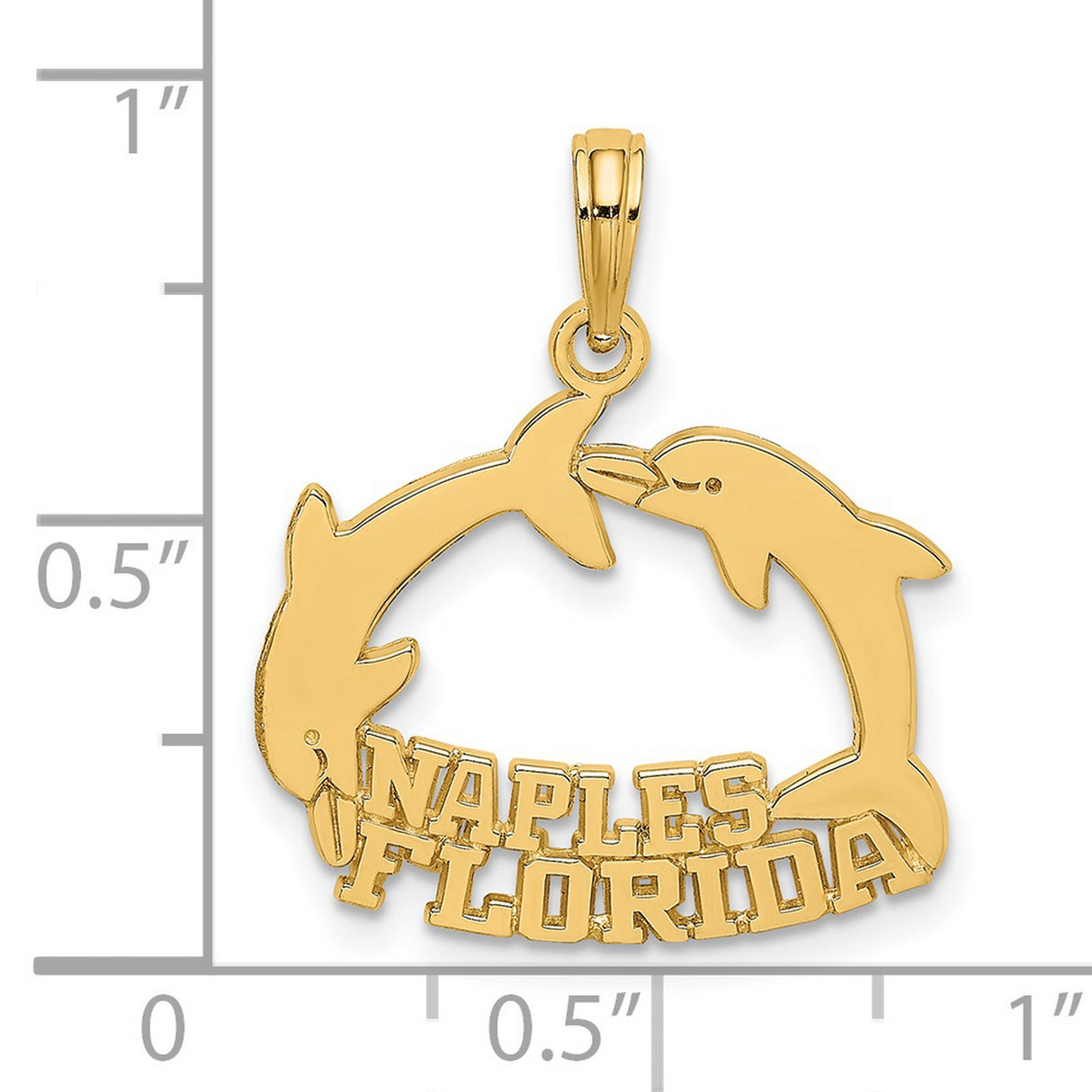 14k Yellow Gold Dolphin Pendant with Two Dolphins Forming Circle, Coastal Ocean Charm