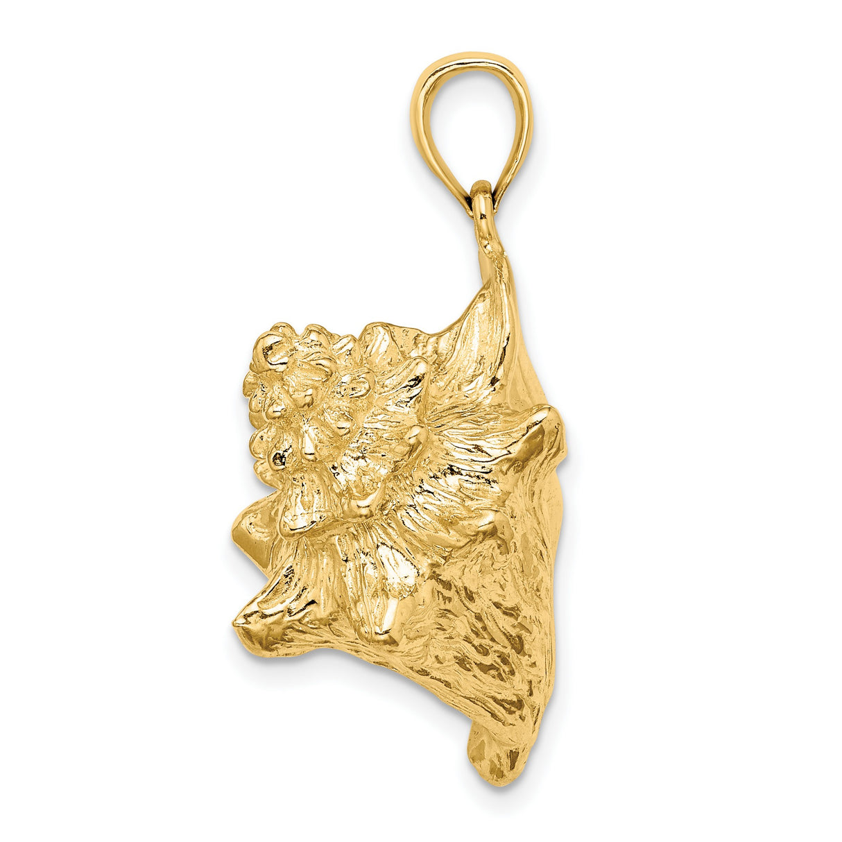 14k Yellow Gold Conch Shell Pendant, Detailed Ocean Charm, Nautical Beach Jewelry for Women or Unisex