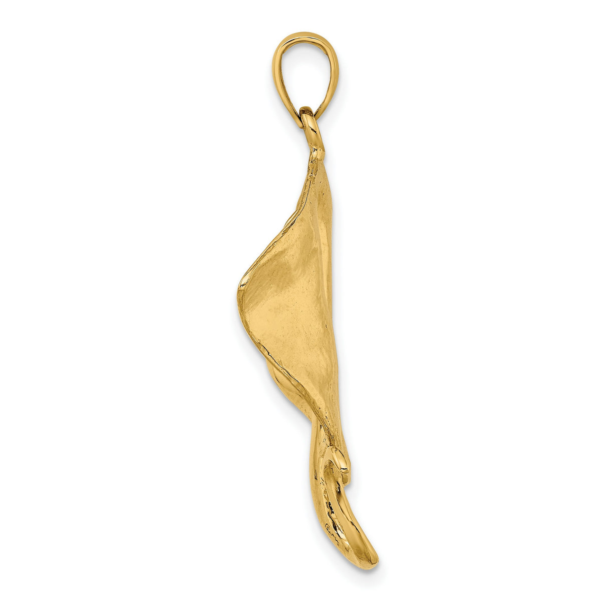 Polished Southern Stingray Charm Pendant in Real 14k Yellow Gold