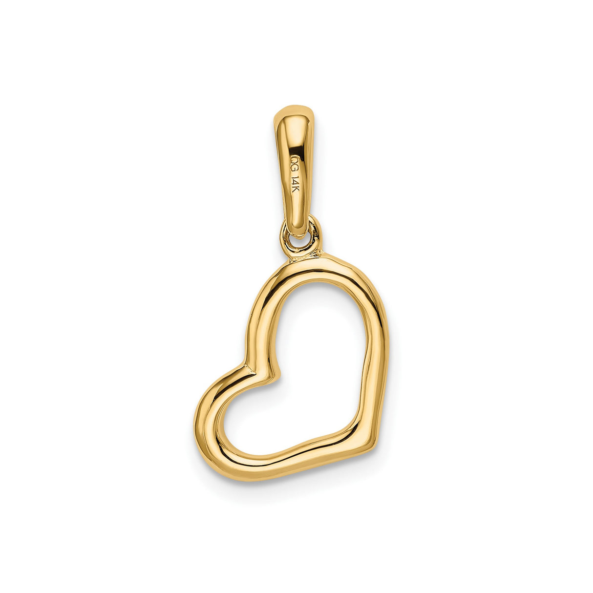 14k Yellow Gold Heart Pendant, Open Polished Heart Charm, Minimalist Romantic Jewelry for Women